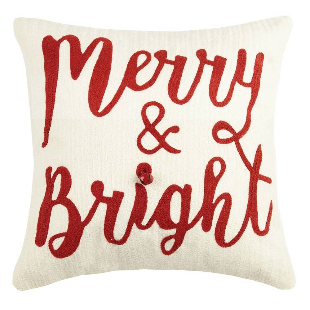 NEW PEKING HANDICRAFT the merry and bright jingle bell pillow in multi